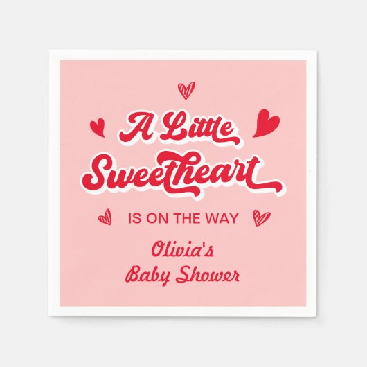 Serviette En Papier Baby shower Saint-Valentin Red Pink (Devant)