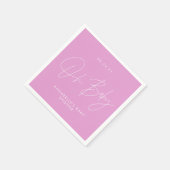 Serviette En Papier Baby shower script moderne cerise rose élégant (Coin)