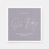 Serviette En Papier Baby shower script moderne lilas violet élégant (Devant)