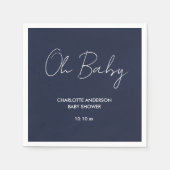 Serviette En Papier Baby shower script moderne marine bleu élégant (Devant)