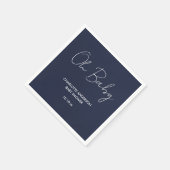 Serviette En Papier Baby shower script moderne marine bleu élégant (Coin)