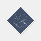 Serviette En Papier Baby shower script moderne marine bleu élégant (Coin)