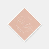Serviette En Papier Baby shower script moderne rose pâle élégant (Coin)