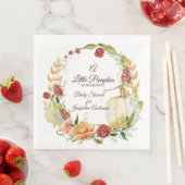 Serviette En Papier Baby shower Sexe Neutre Automne Citrouille Floral  (En situation)