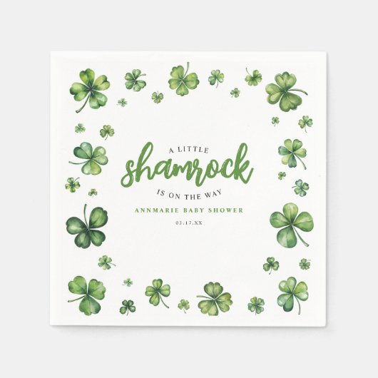 Serviette En Papier Baby shower Shamrock aquarelle (Devant)