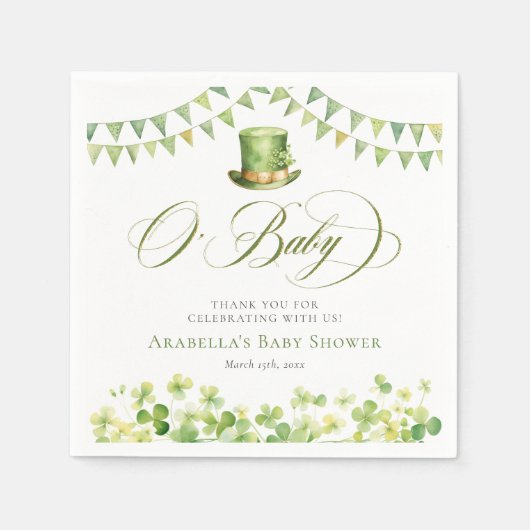 Serviette En Papier Baby shower Shamrock écocouleur (Devant)