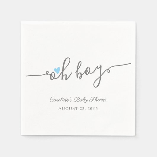 Serviette En Papier Baby shower simple Blue Heart Boy (Devant)