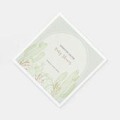 Serviette En Papier Baby shower simple Boho Cactus Line Art Arch (Coin)