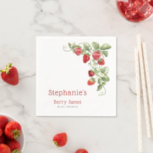Serviette En Papier Baby shower simple de fraise douce aux baies de ba
