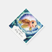 Serviette En Papier Baby shower simple de petite tortue (Coin)