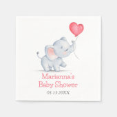 Serviette En Papier Baby shower simple éléphant et ballon cardiaque (Devant)