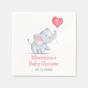 Serviette En Papier Baby shower simple éléphant et ballon cardiaque