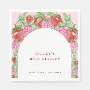 Serviette En Papier Baby shower simple en arche de fraise douce