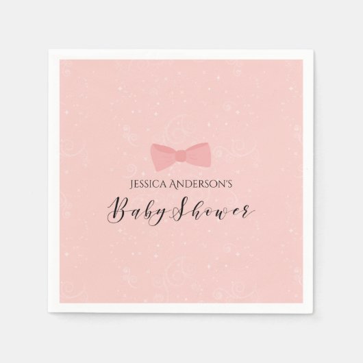 Serviette En Papier Baby shower Simplement Rose Bow (Devant)