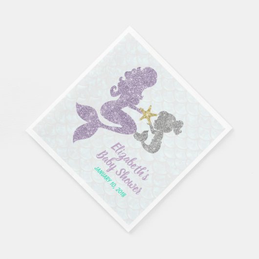 Serviette En Papier Baby shower sirène serviettes Parties scintillant  (Coin)
