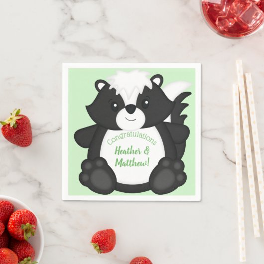 Serviette En Papier Baby shower Skunk Green (En situation)