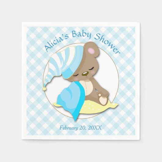 Serviette En Papier Baby shower Sleepy Bear Boy (Devant)