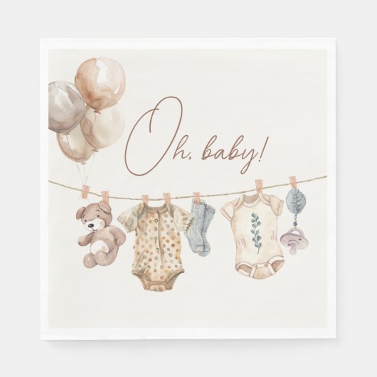 Serviette En Papier Baby shower Soft Boho Neutral Vêtements de bébé (Devant)
