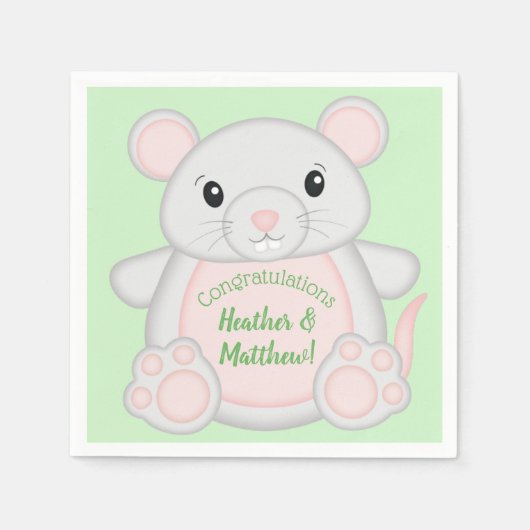 Serviette En Papier Baby shower souris (Devant)