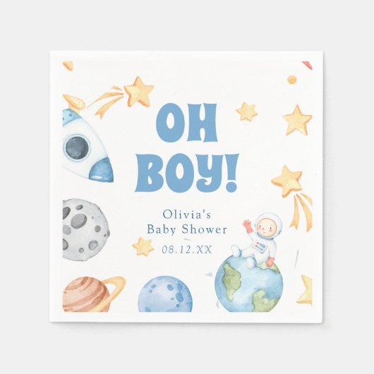 Serviette En Papier Baby shower spatial (Devant)