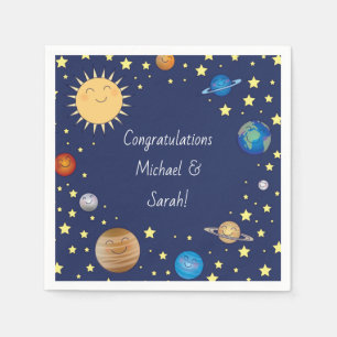 Serviette En Papier Baby shower spatial Galaxy Étoiles Universelles