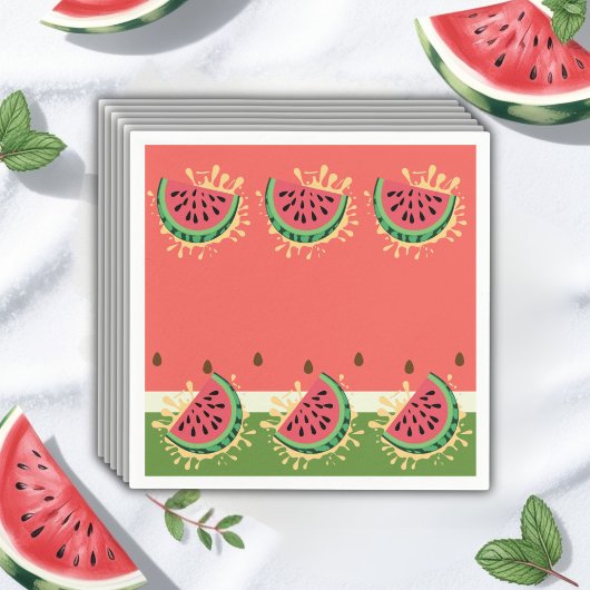 Serviette En Papier Baby-Shower Splash Pastèque Moderne