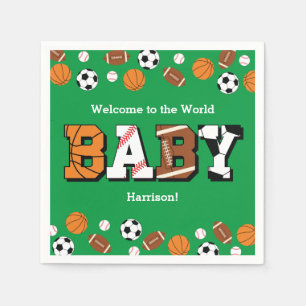 Serviette En Papier Baby shower sportif Co-ed Green Genre Neutre