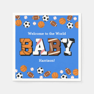 Serviette En Papier Baby shower sportif Co-ed Theme Boy Blue