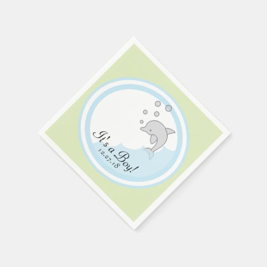 Serviette En Papier Baby shower Standard Cocktail Napkin Dolphin Bl/Gr (Coin)