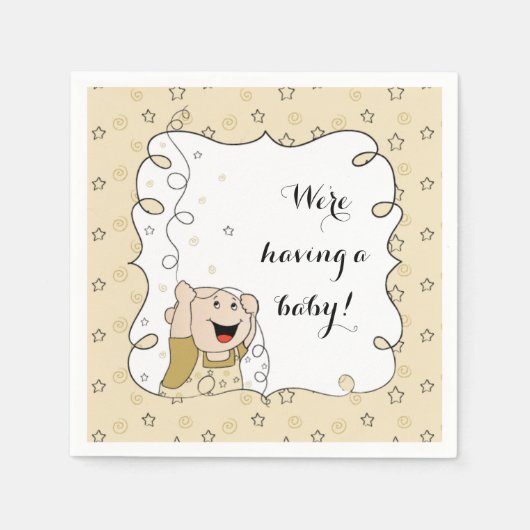 Serviette En Papier Baby shower Standard Cocktail Napkin Gold/Bk Baby (Devant)