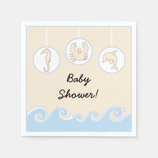Serviette En Papier Baby shower Standard Cocktail Napkin "Sea Mobile" (Devant)