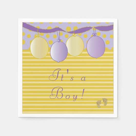 Serviette En Papier Baby shower Standard Napkin "Baby Gold Footprints" (Devant)