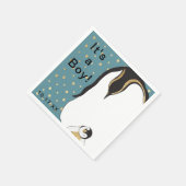 Serviette En Papier Baby shower standard Napkin "Gold/Blue Penguin" (Coin)