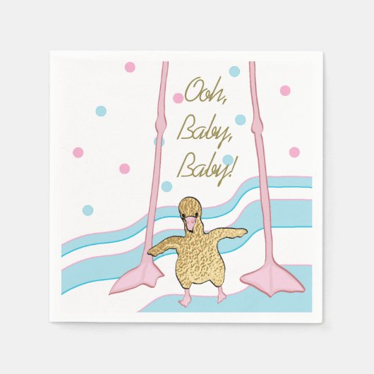 Serviette En Papier Baby shower Standard Napkin "Gold Flamant rose Bab (Devant)