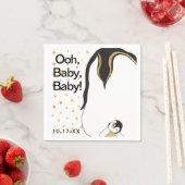 Serviette En Papier Baby shower Standard Napkin "Gold Penguin" (En situation)