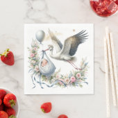 Serviette En Papier Baby shower Stork (En situation)