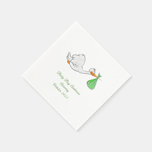Serviette En Papier Baby shower Stork Green Bundle serviettes (Coin)