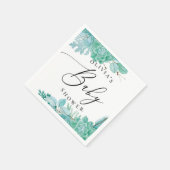 Serviette En Papier Baby shower succulent à la menthe d'aquarelle (Coin)