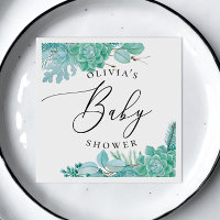 Baby shower succulent à la menthe d'aquarelle