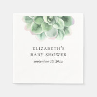 Baby shower succulent aquarelle. Cactus vert