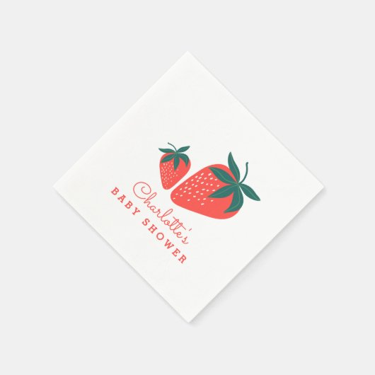 Serviette En Papier Baby shower sucré aux fraises rouges (Coin)