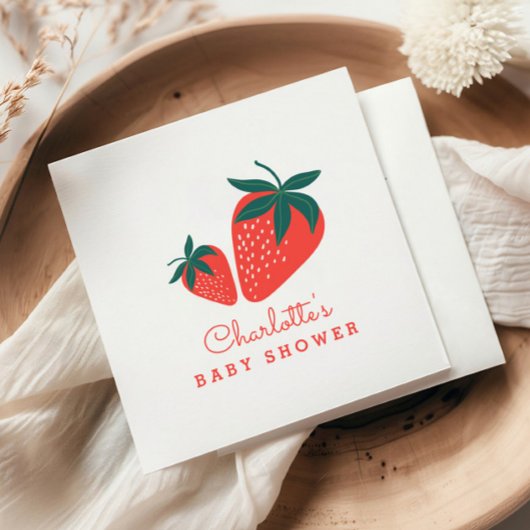 Serviette En Papier Baby shower sucré aux fraises rouges