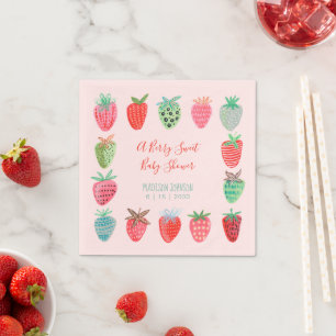 Serviette En Papier Baby shower sucré aux fraises rouges mignon