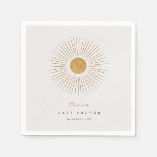 Serviette En Papier Baby shower Sunshine moderne Papier minimal Napkin (Devant)