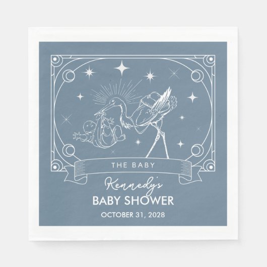 Serviette En Papier Baby shower Tarot bleu Napkin (Devant)