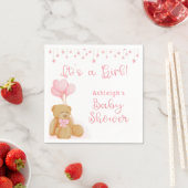 Serviette En Papier Baby shower Teddy Bear Balloons rose C'EST UNE FIL (En situation)