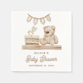 Serviette En Papier Baby shower Teddy Bear | Boho Neutral Pastel (Devant)