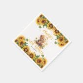 Serviette En Papier Baby shower Teddy Bear et Sunflower (Coin)