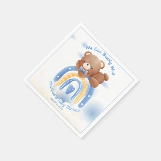 Serviette En Papier Baby shower Teddy Bear Rainbow Boys (Coin)