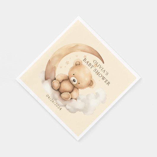 Serviette En Papier Baby shower Teddy Moon (Coin)